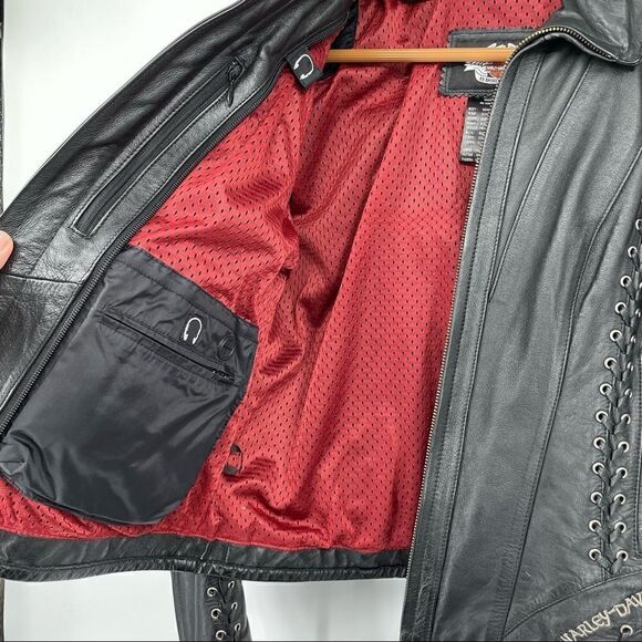 Harley Davidson Gypsy Road Laced Black Leather Moto Women’s Jacket Small - Picture 3 of 12